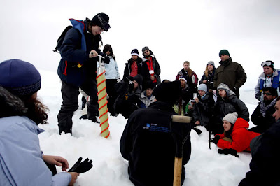 Me manually collecting an Ice-core